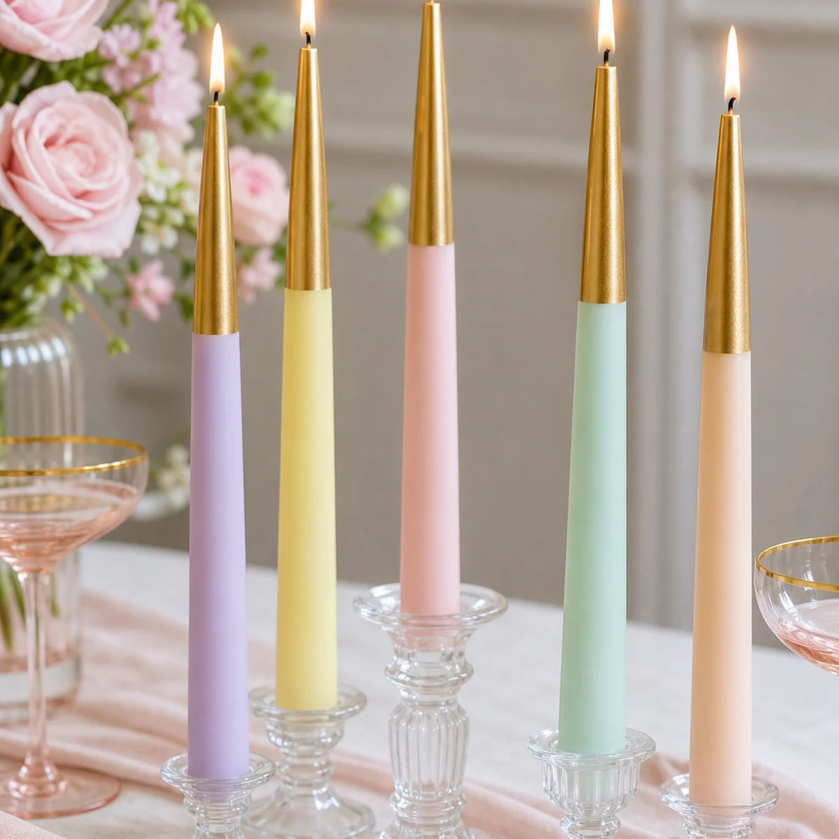 party table supplies x Ladurée Paris Gold Dipped Tall Tapered Candles (x 12)