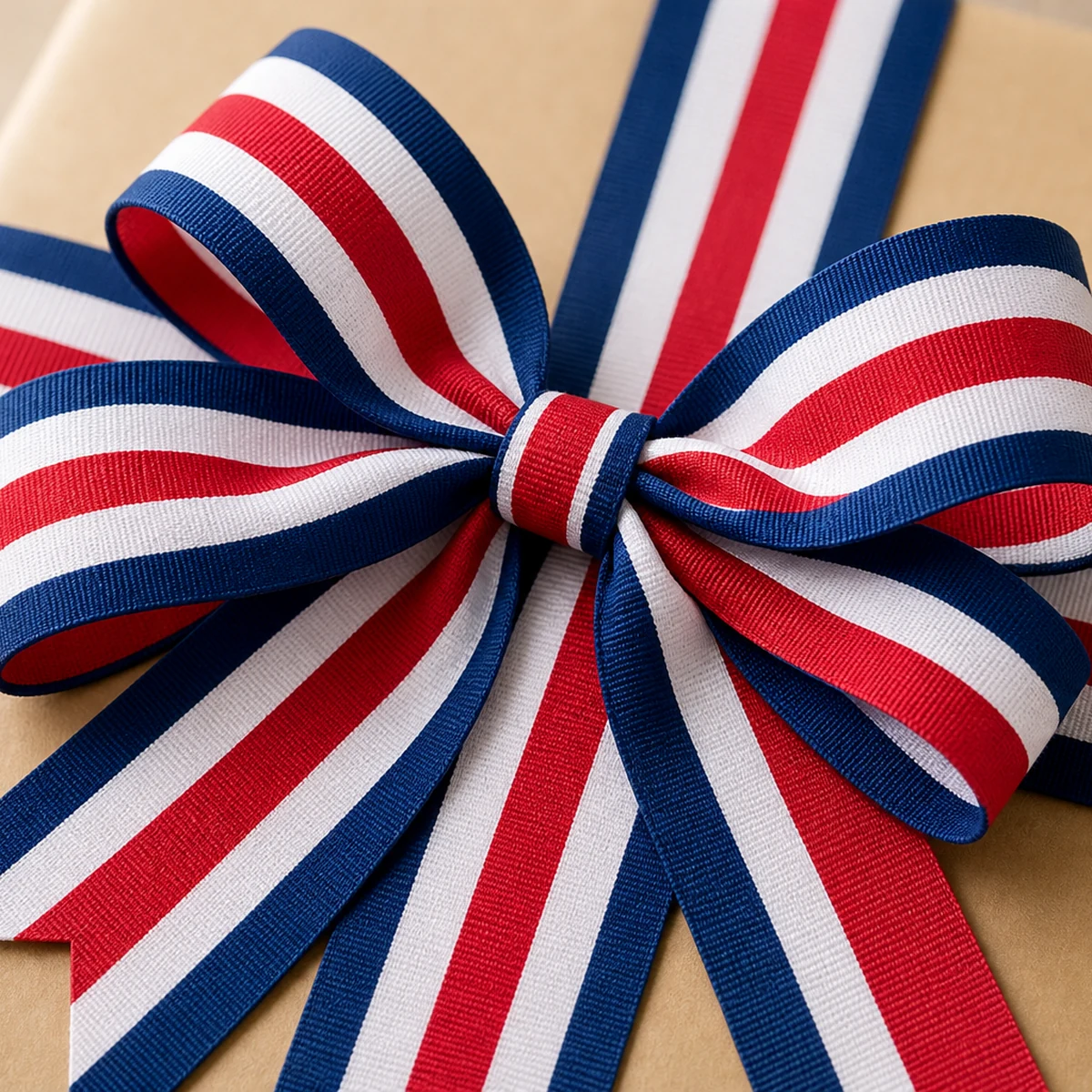 Petite Stripe Red, White and Blue Patriotic Americana Fabric Bow